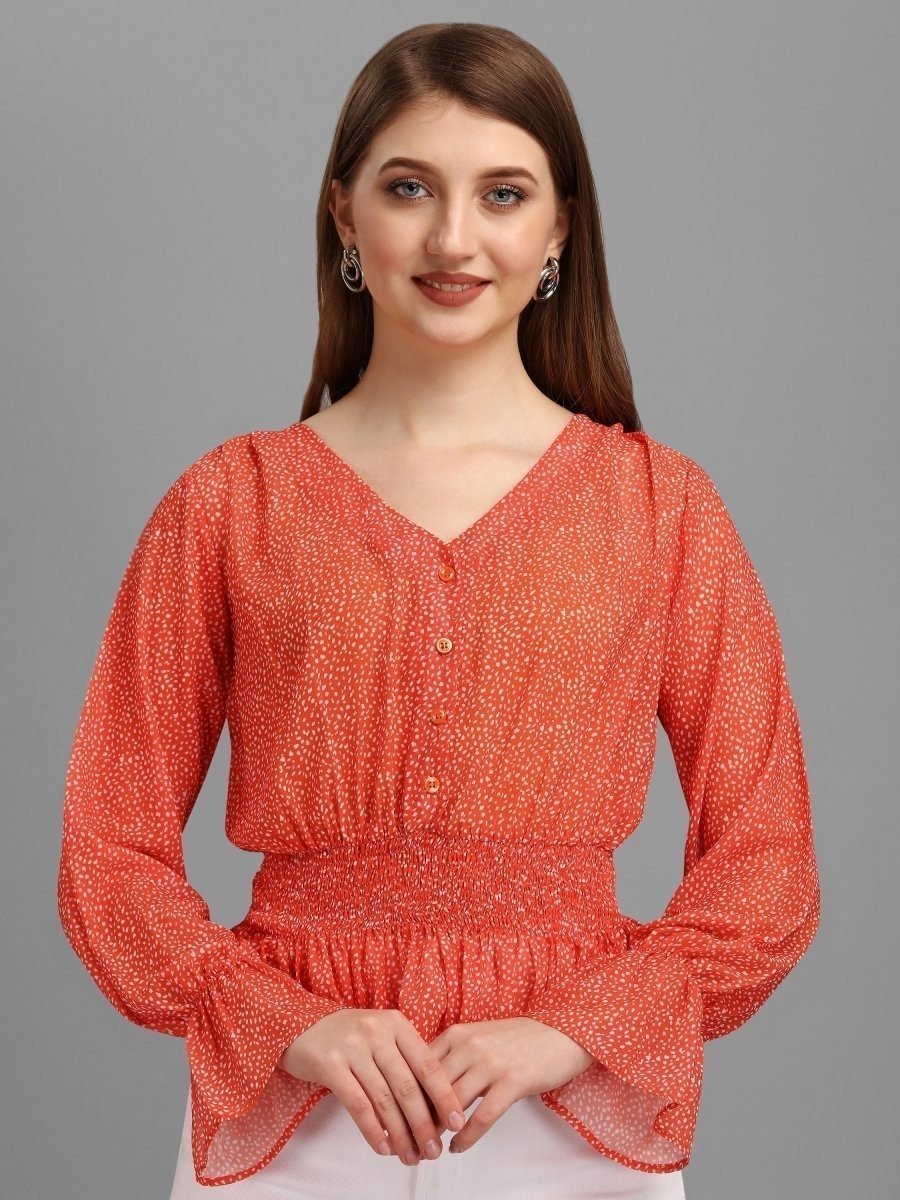bright-red-minimal-womens-tops-m.jpg Bright Red Minimal Women's Tops - Image 1